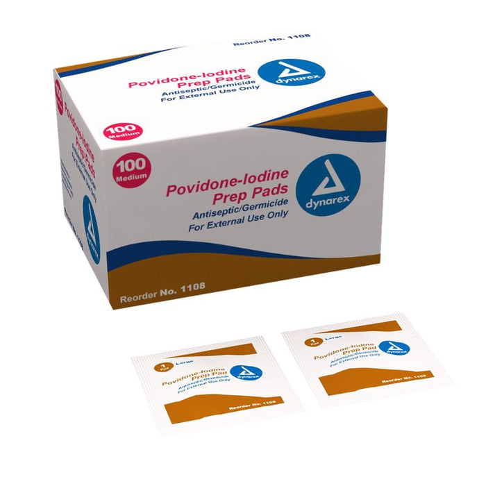 Dynarex Povidone-Iodine Prep Pads Box 100
