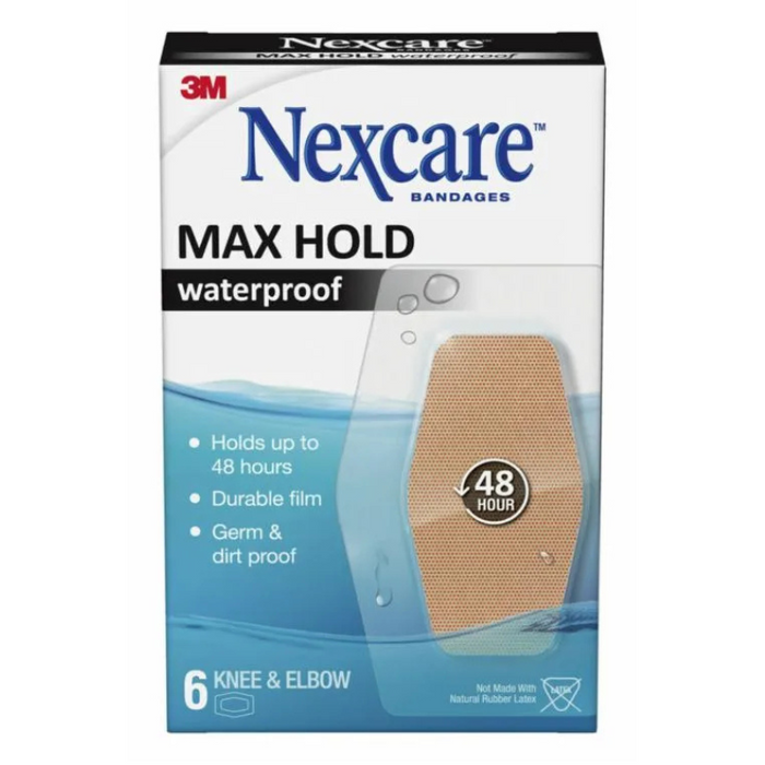 Nexcare - Max Hold Waterproof Bandages Knee & Elbow 6