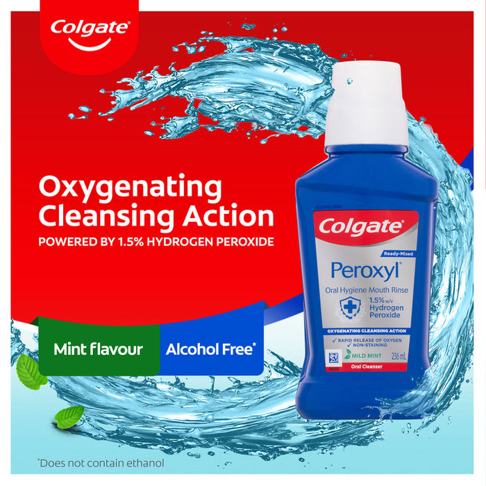 Colgate Peroxyl Oral Cleanser Mouthwash 236ml Mint