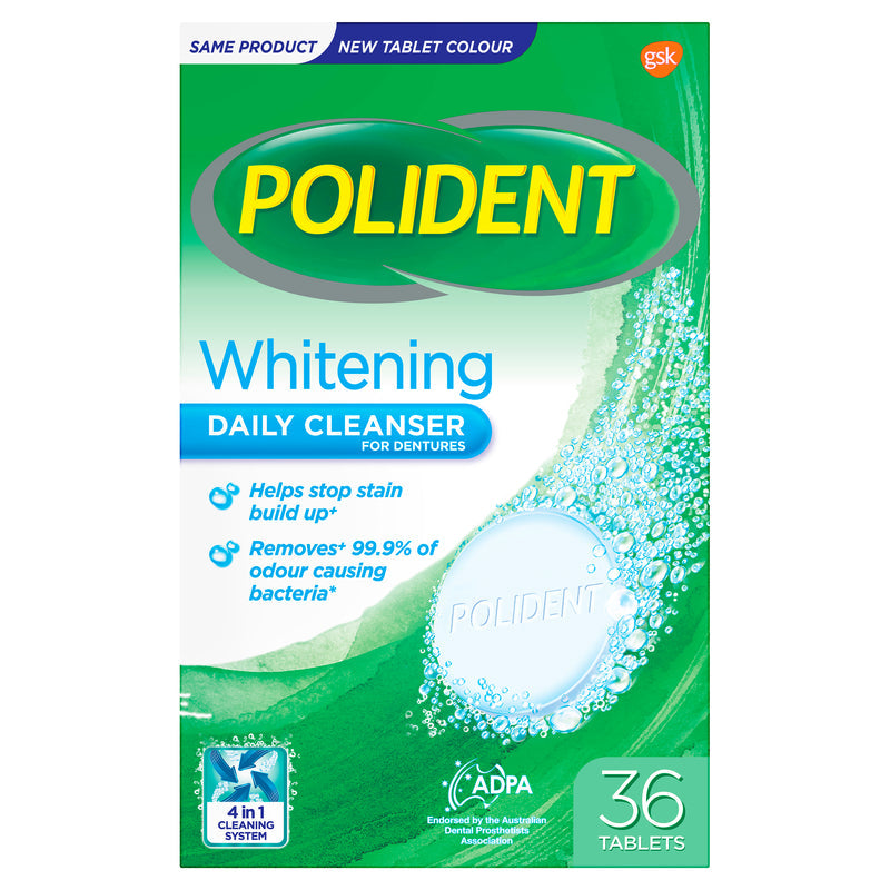 Polident Whitening Daily Cleanser Tablets 36 for Dentures