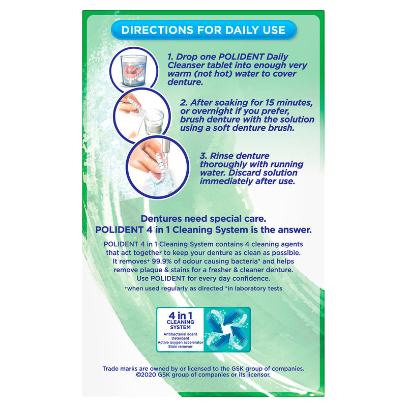 Polident Whitening Daily Cleanser Tablets 36 for Dentures