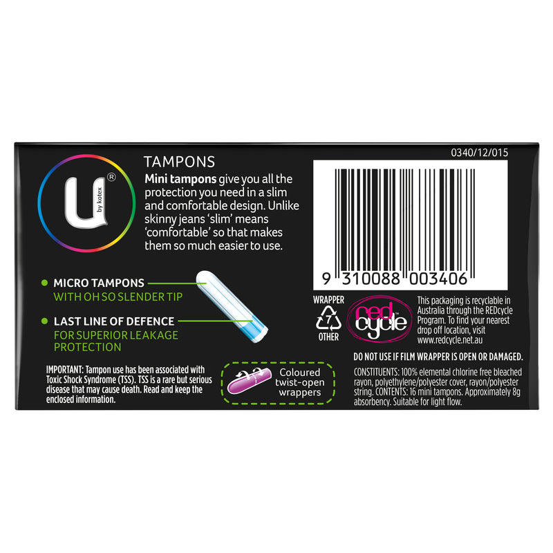 U by Kotex Mini Slim Tampons 16