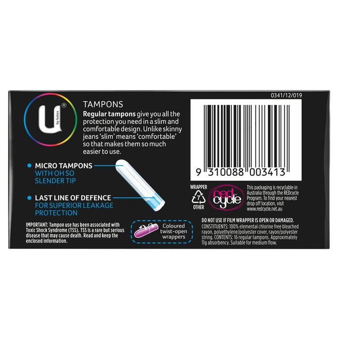 U by Kotex Regular Slim Tampons 16