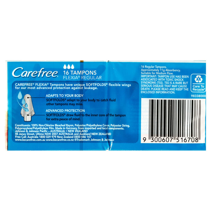 Carefree Flexia Tampons 16 Regular