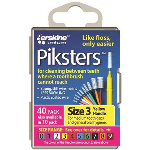 Piksters Interdental Toothbrush Size 3 Yellow 40pk