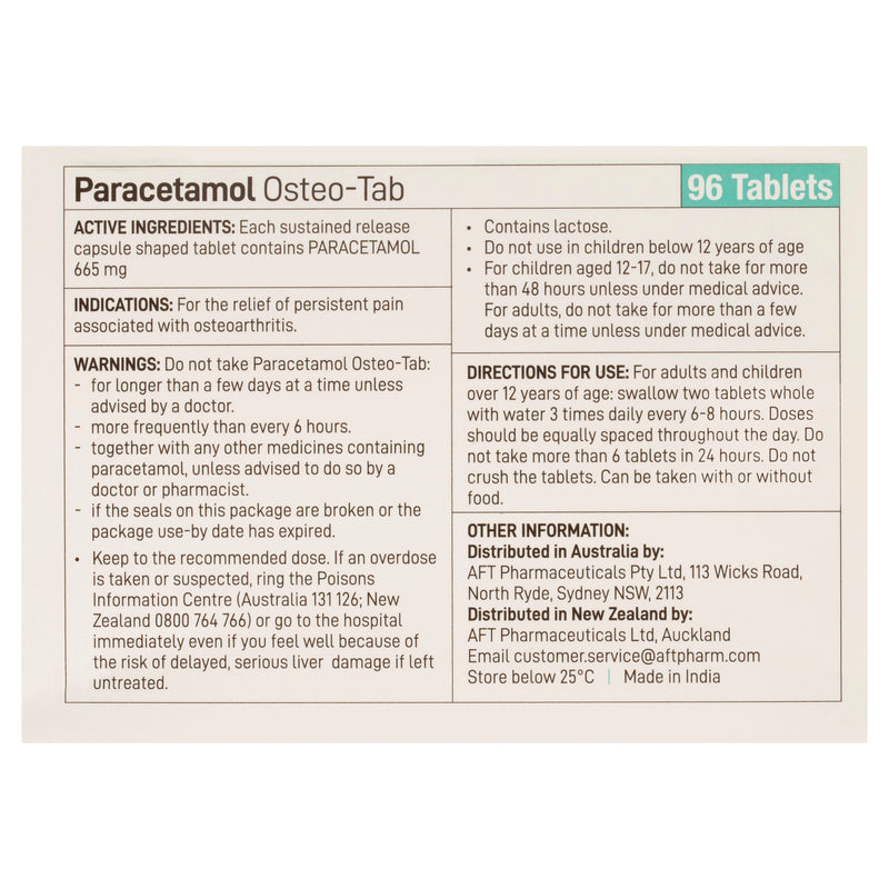 PARACETAMOL Osteo SR 665mg 96Tab