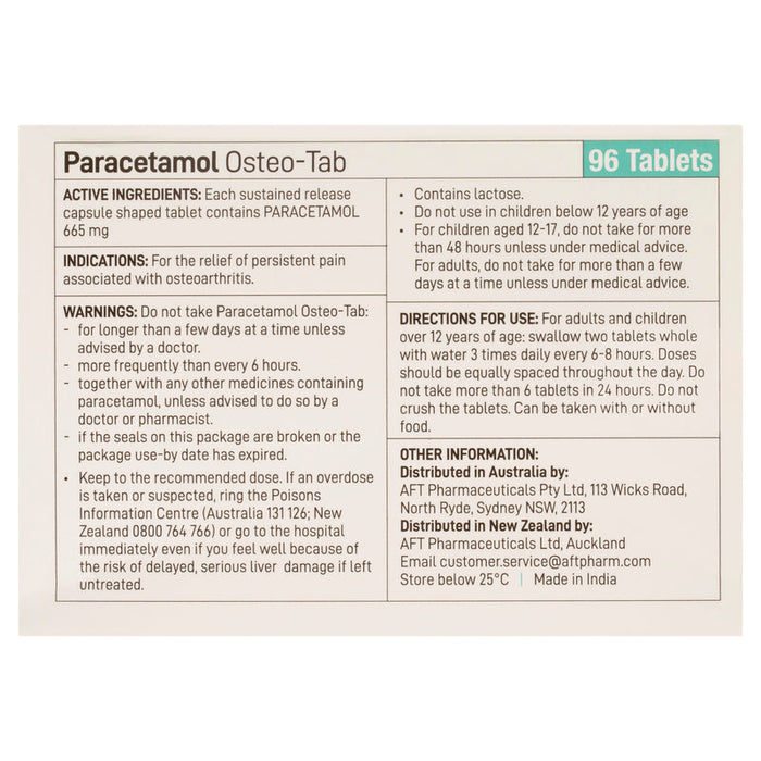 PARACETAMOL Osteo SR 665mg 96Tab