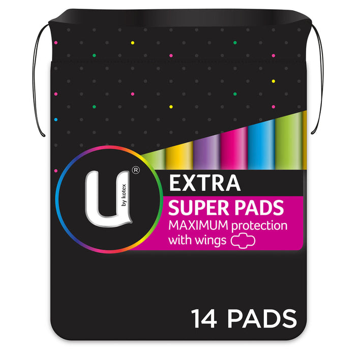 U by Kotex EXTRA Super Pads With Wings 14