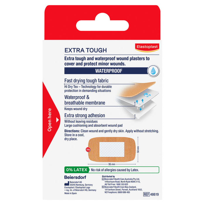 Elastoplast Extra Tough Waterproof Plasters XL 10 - One Size