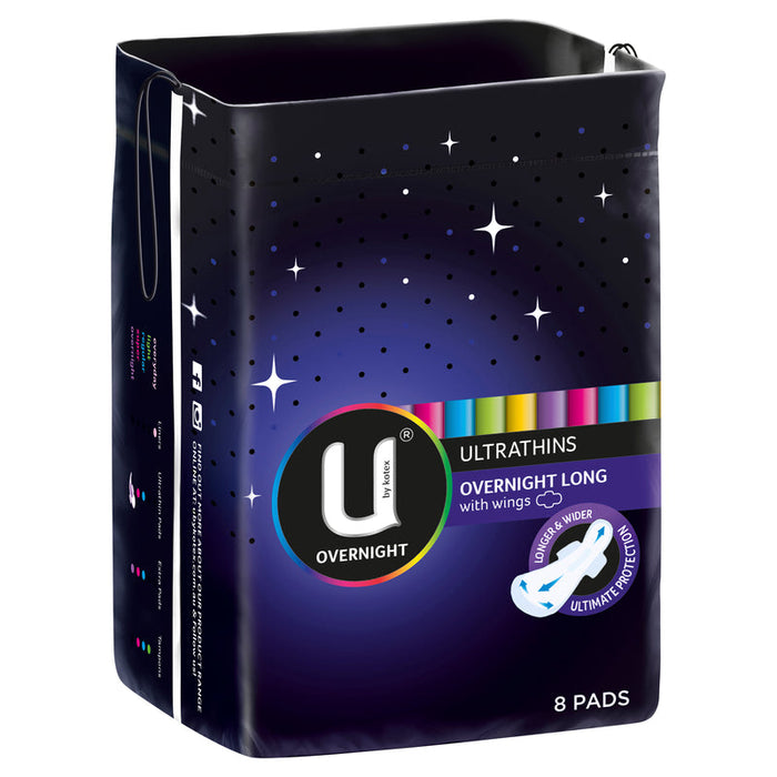 U by Kotex Ultrathins Overnight Long Pads With Wings 8