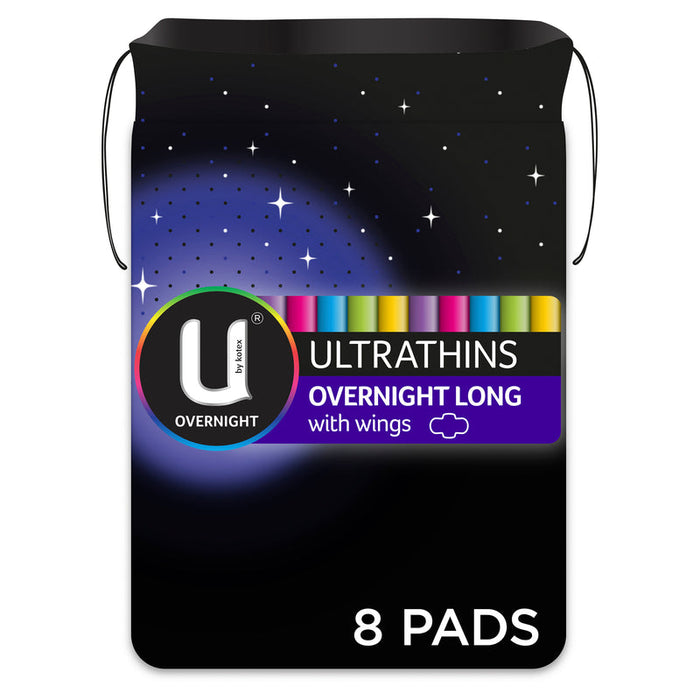 U by Kotex Ultrathins Overnight Long Pads With Wings 8