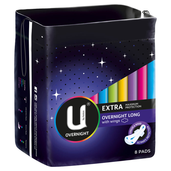 U by Kotex Extra Overnight Long With Wings 8