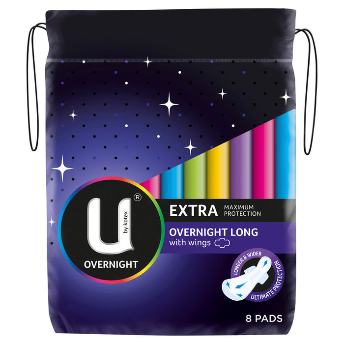 U by Kotex Extra Overnight Long With Wings 8