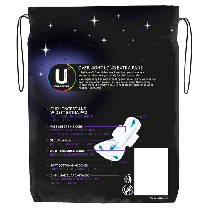 U by Kotex Extra Overnight Long With Wings 8