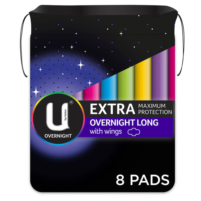 U by Kotex Extra Overnight Long With Wings 8