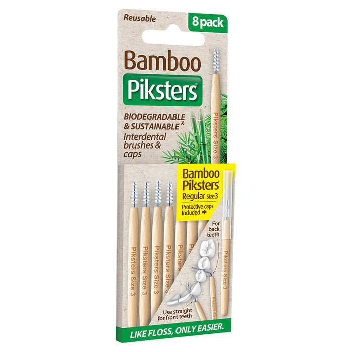 Piksters Bamboo Interdental Toothbrush Size 3 Yellow 8pk