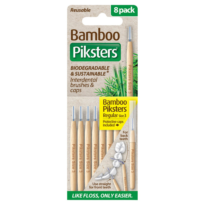 Piksters Bamboo Interdental Toothbrush Size 3 Yellow 8pk