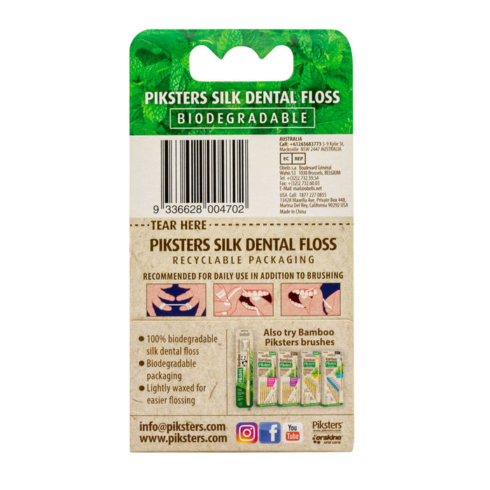 Piksters Natural Silk Dental Floss Spearmint 25m