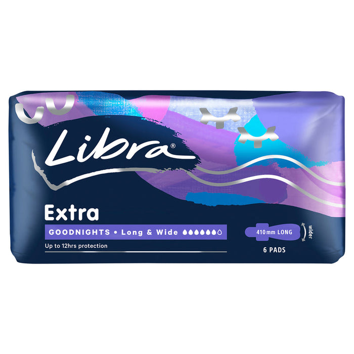 Libra Pads Extra Goodnights Long and Wide 6 With Wings