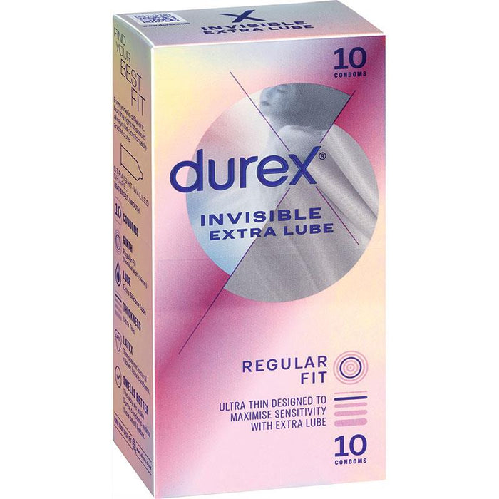 Durex Condom Invisible Extra Lube 10pk