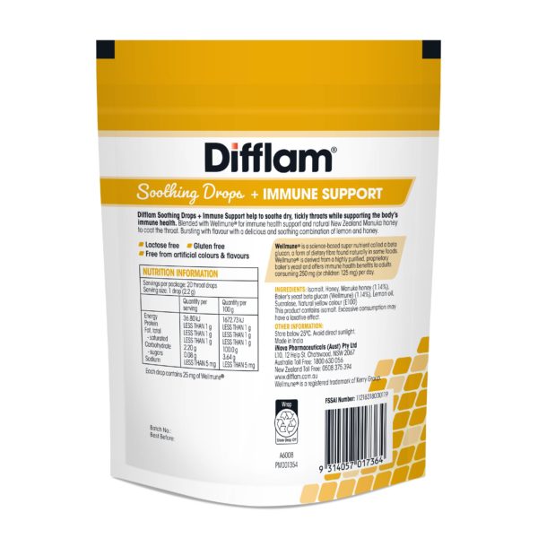 Difflam Soothing Drops + Immune Support 20 - Honey & Lemon