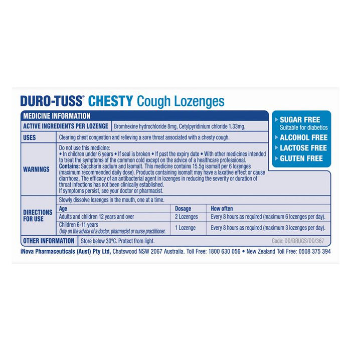 Duro-Tuss CHESTY Cough Lozenges LEMON 24