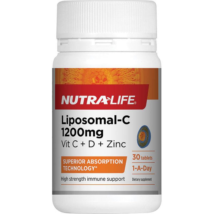 Nutralife Liposomal-C 1200mg Vit C + D + Zinc Tablets 30