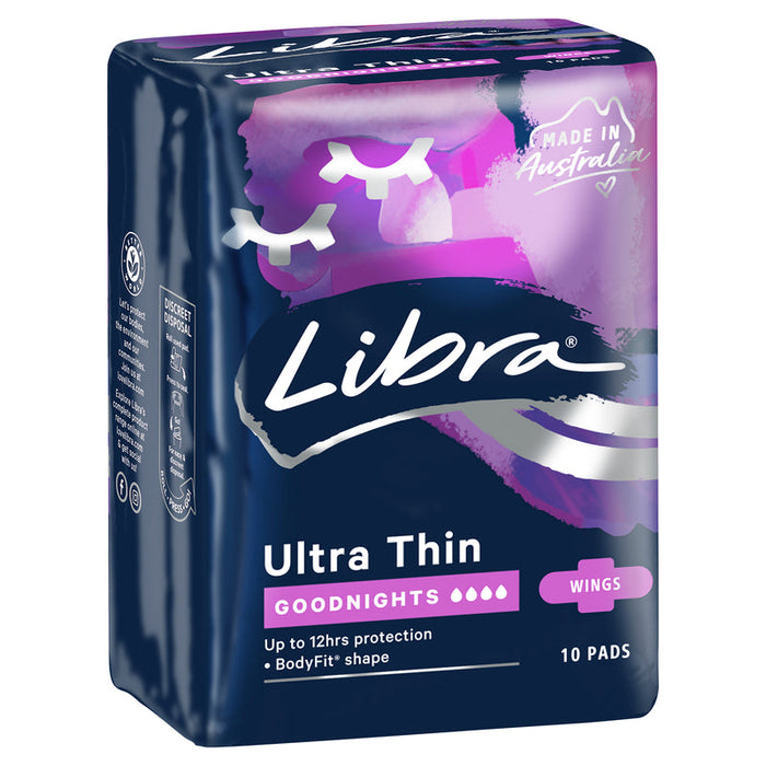 Libra Pads Ultra Thin GOODNIGHTS 10 With Wings