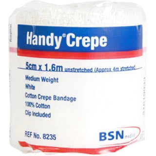 HandyCrepe Medium Weight Bandage 5cm x 1.6m - White
