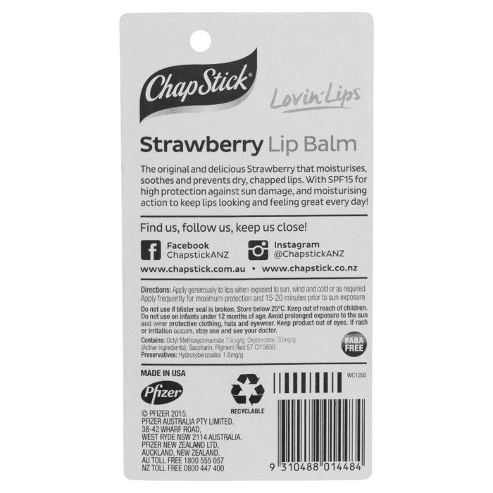 Chapstick Strawberry Lip Balm SPF15 4.2g