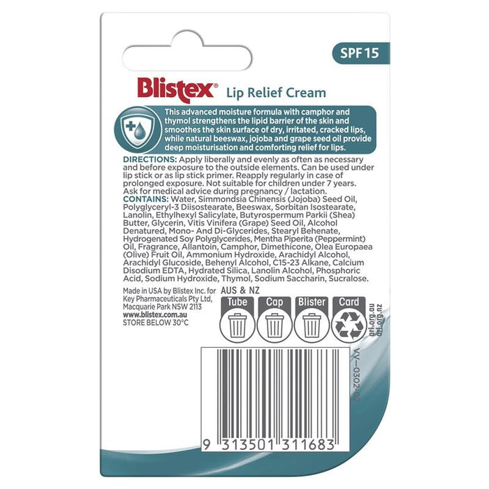 BLISTEX LIP RELIEF CREAM SPF15 6.0g