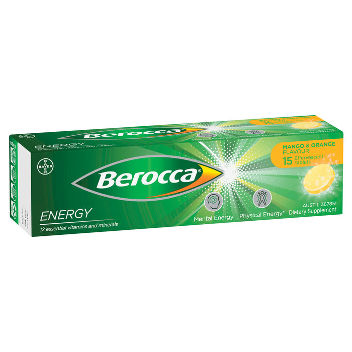 Berocca Mango & Orange Tablets, 15 Count