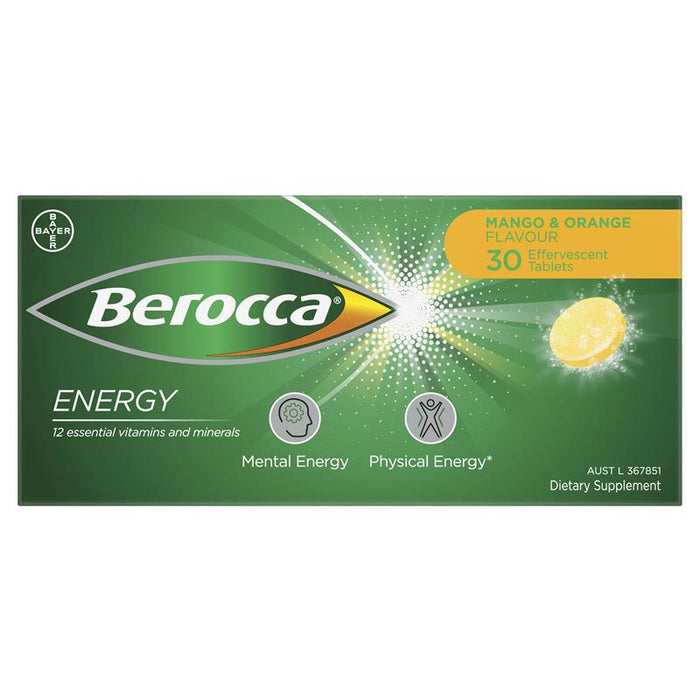 Berocca Energy Effervescent Tablets 30 - MANGO & ORANGE