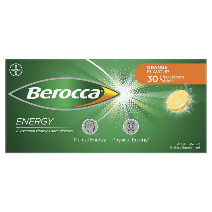 Berocca Energy Effervescent Tablets 30 - ORANGE