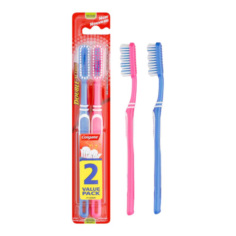 Colgate Double Action Medium Toothbrush - 2 Pack
