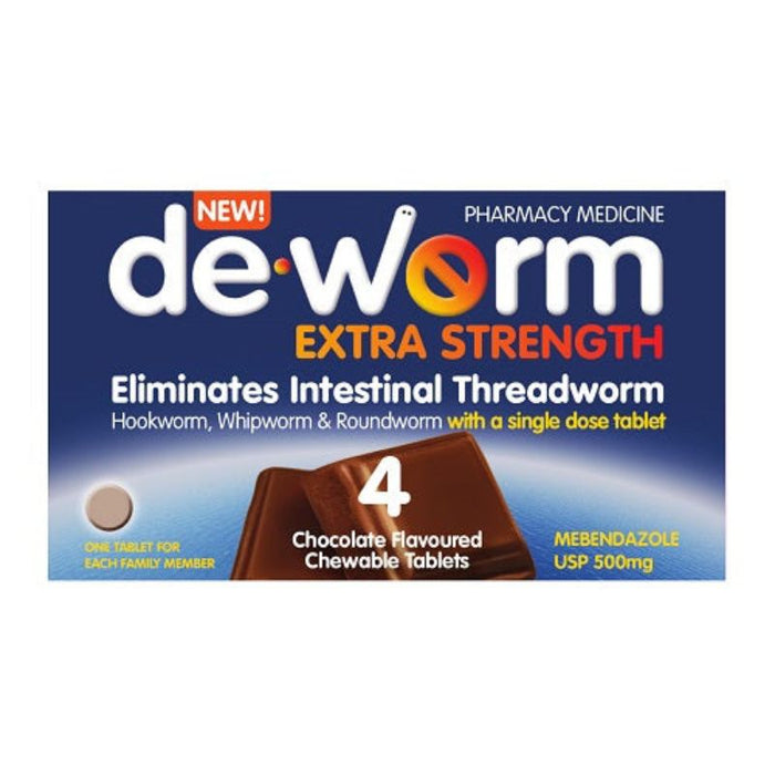 De-Worm 500mg Extra Strength Chocolate Chewable Tablets 10