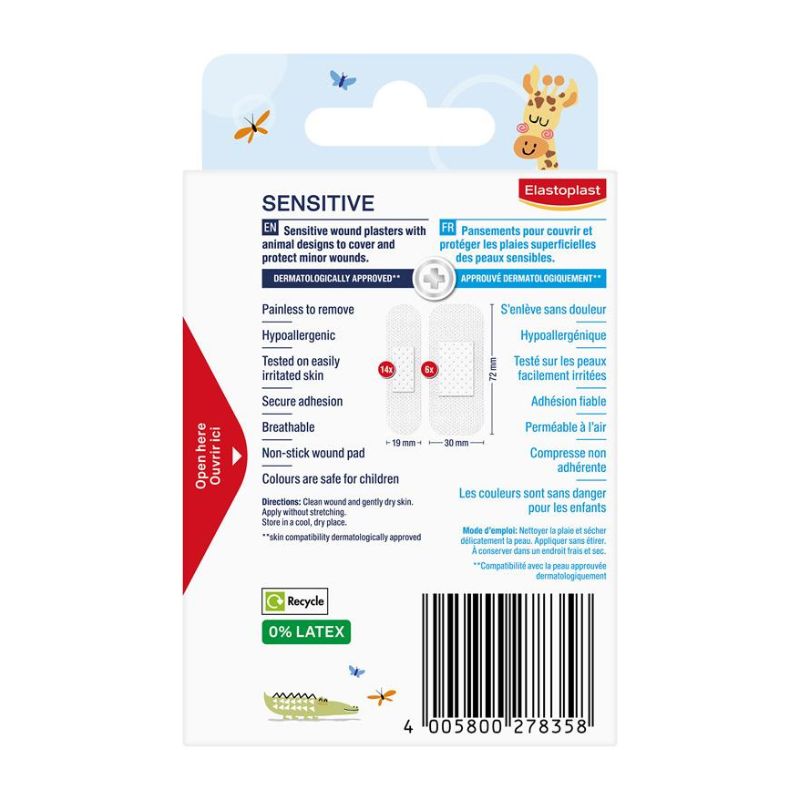 Elastoplast Sensitive Kids Animals 20 Pack
