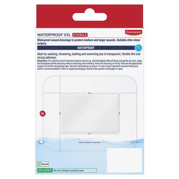 Elastoplast Waterproof XXL Sterile 8x10cm Dressings 5