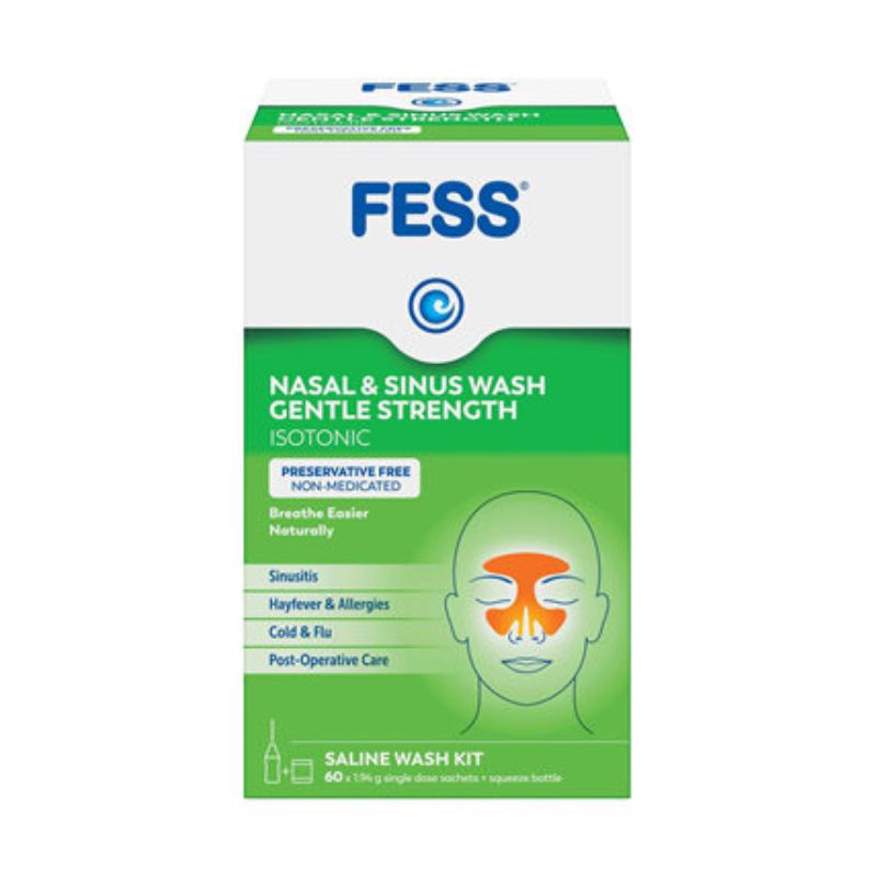 FESS Nasal & Sinus Wash  Saline Wash Kit - Bottle & 12 Sachets