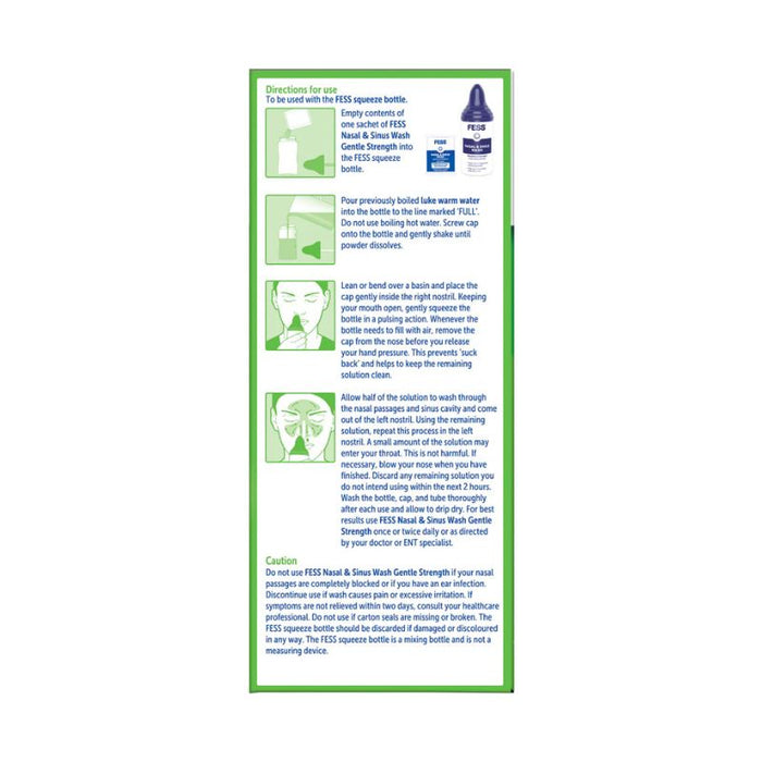 FESS Nasal & Sinus Wash  Saline Wash Kit - Bottle & 12 Sachets