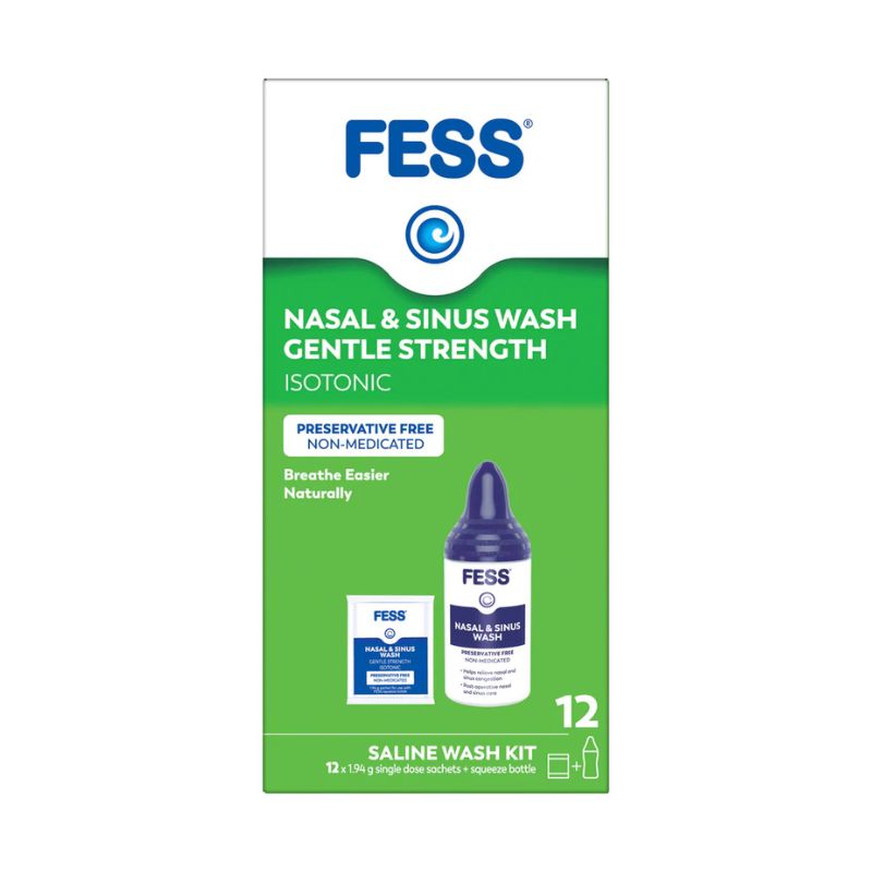 FESS Nasal & Sinus Wash  Saline Wash Kit - Bottle & 12 Sachets