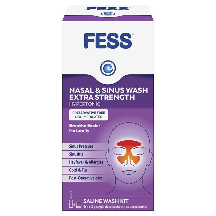 FESS Nasal & Sinus Wash Extra Strength Saline Wash Kit 6 x 6.3g