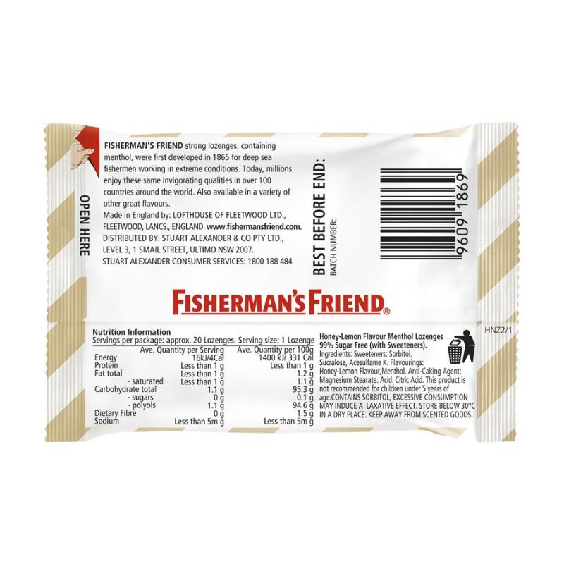 Fisherman's Friend Sugar Free Honey & Lemon 25g