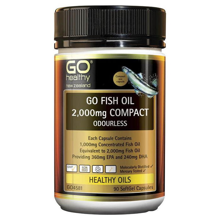 GO Healthy GO Fish Oil 2000mg ODOURLESS Capsules 90