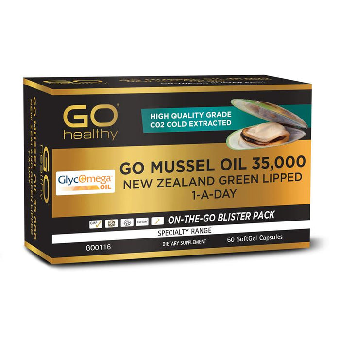 GO Healthy GO Mussel Oil 35000mg Green Lipped 1-A-Day Capsules 60