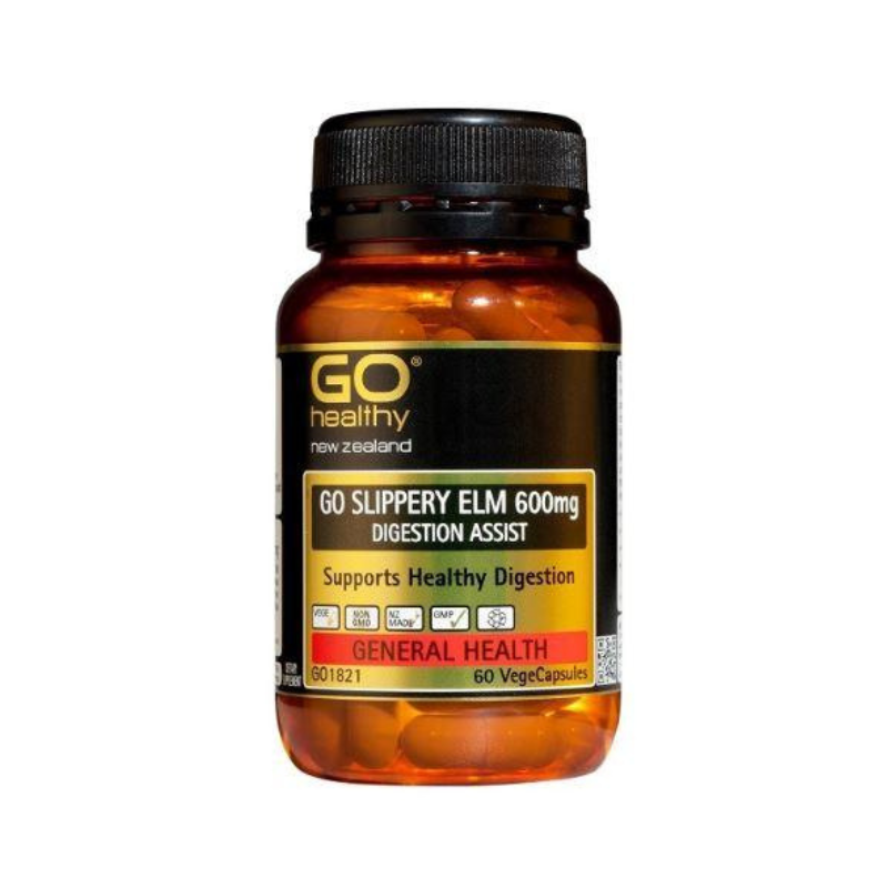 GO Healthy GO Slippery Elm 600mg Digestion Assist Capsules 60