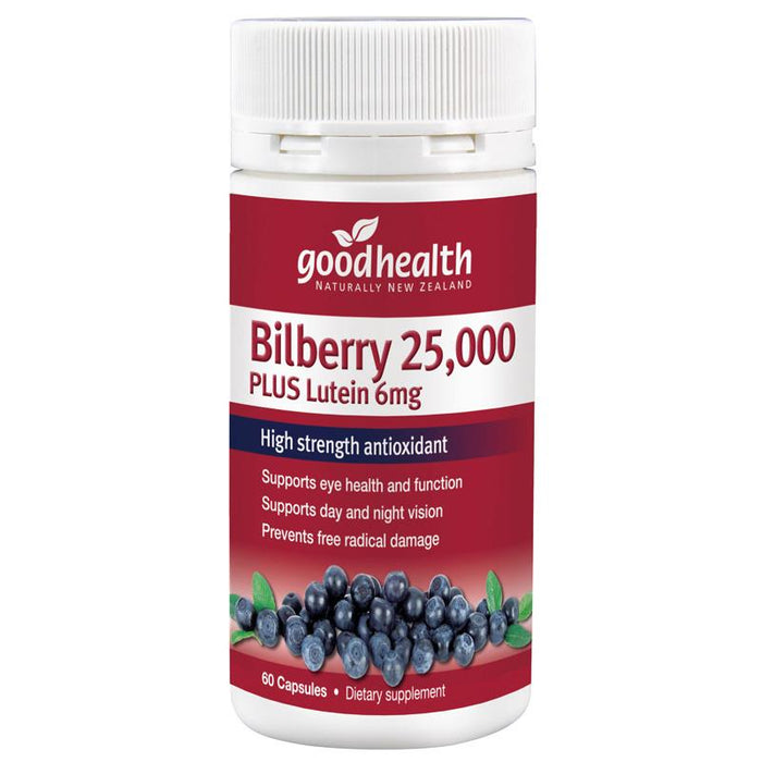 Good Health Bilberry 25,000 Plus Lutein 6mg Capsules 60