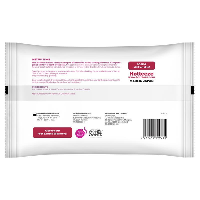 HOTTEEZE Body Heat Pads 10pk