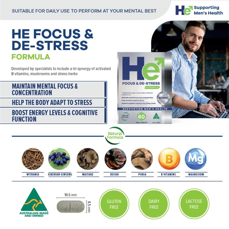 He - Focus & De-Stress Formula for Men Tablets 60