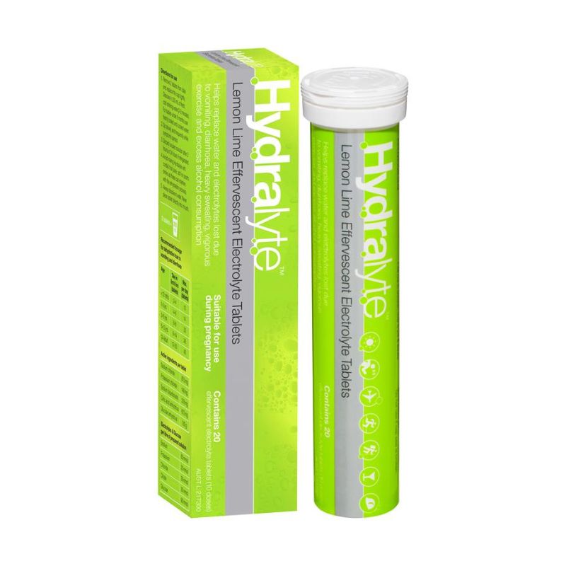 Hydralyte Electrolyte Effervescent Lemon Lime 20 Tablets